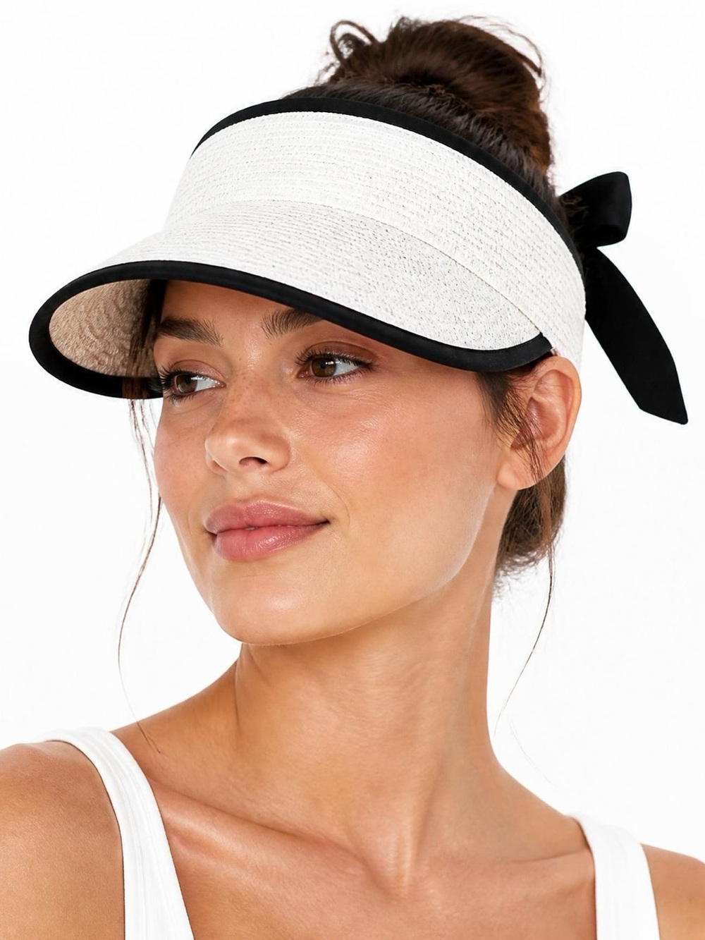3 for $15😍 NEW White Straw Visor Sun Hat with Bow